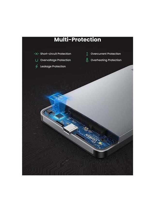 علبة هاردسك خارجي ساتا SSD و HDD تايب سي بسرعة 6 جيجابايت/الثانية يوغرين UGREEN USB C Hard Drive Enclosure