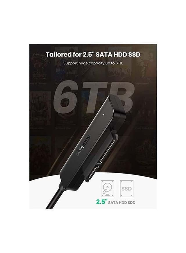 محول USB 3.0 الى SATA - أسود UGREEN - SATA to USB 3.0 Adapter Hard Drive Cable External Disk Reader 2.5 SSD