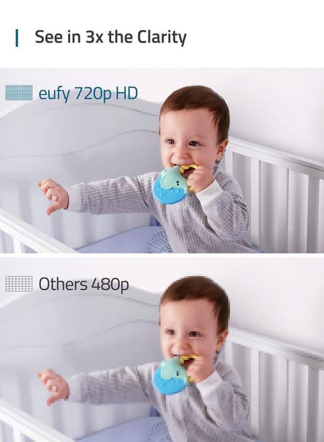 كاميرا مراقبة أطفال 720 بيكسل 1000 قدم يوفي eufy 2-Piece Baby Video Monitor And Camera Set - 206748