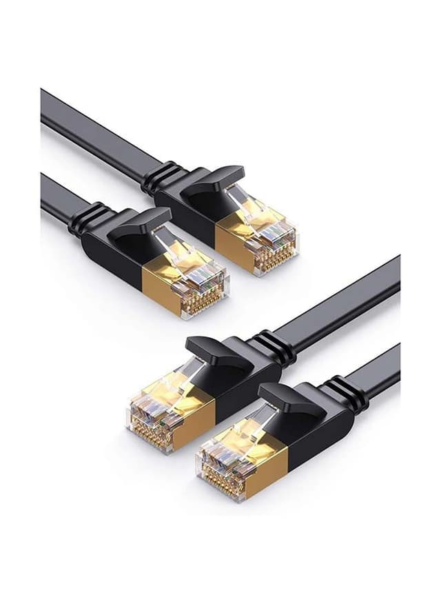 كيبل كات 7 , 1 متر - أسود UGREEN Ethernet Cable Cat7 High Speed Flat Gigabit RJ45 LAN Cable 10Gbps Shielded Internet Network