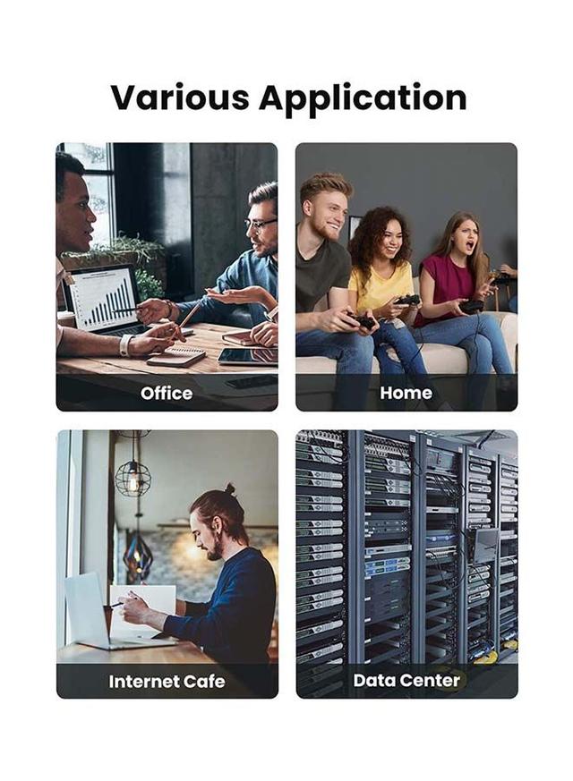 كيبل كات 7 , 1 متر - أسود UGREEN Ethernet Cable Cat7 High Speed Flat Gigabit RJ45 LAN Cable 10Gbps Shielded Internet Network