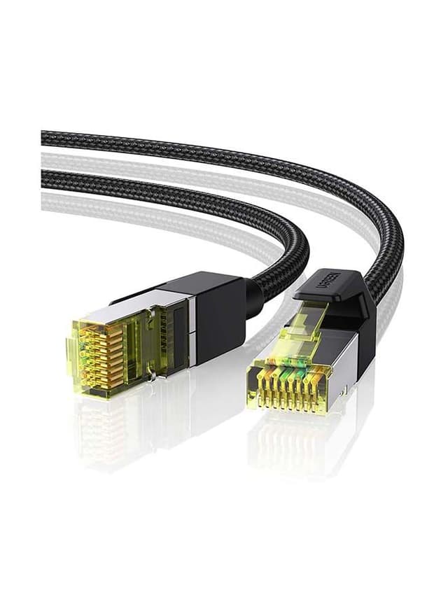 كيبل كات 7 - أسود UGREEN Ethernet Cable, Braided Cat 7 Gigabit Lan Network RJ45 Cord 10Gbps 600MHz High Speed Patch Wire F/FTP