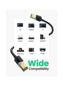 كيبل كات 7 - أسود UGREEN Ethernet Cable, Braided Cat 7 Gigabit Lan Network RJ45 Cord 10Gbps 600MHz High Speed Patch Wire F/FTP