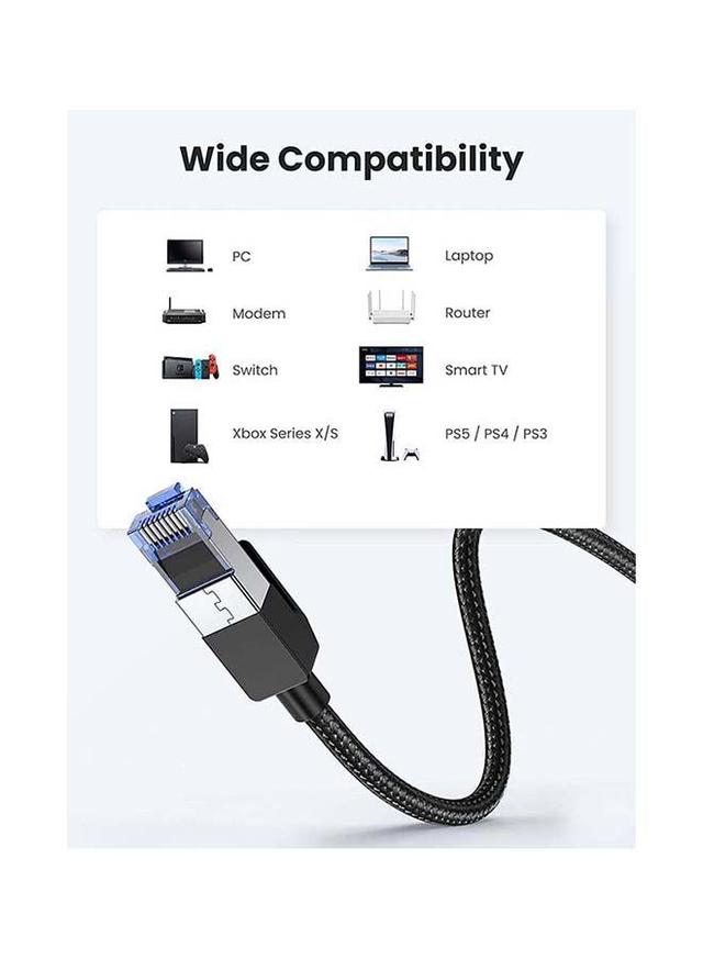 سلك ايثرنت كات 8 بسرعة 40 جيجابايت 2000 ميجا هرتز Ugreen 2000MHz Speed 40Gbps Cat8 Ethernet Cable