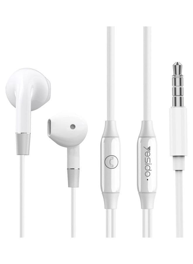 Yesido In-Ear Wired Earphones With Microphone White