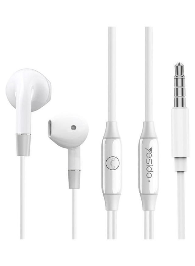 Yesido In-Ear Wired Earphones With Microphone White - SW1hZ2U6NTQzMzE0