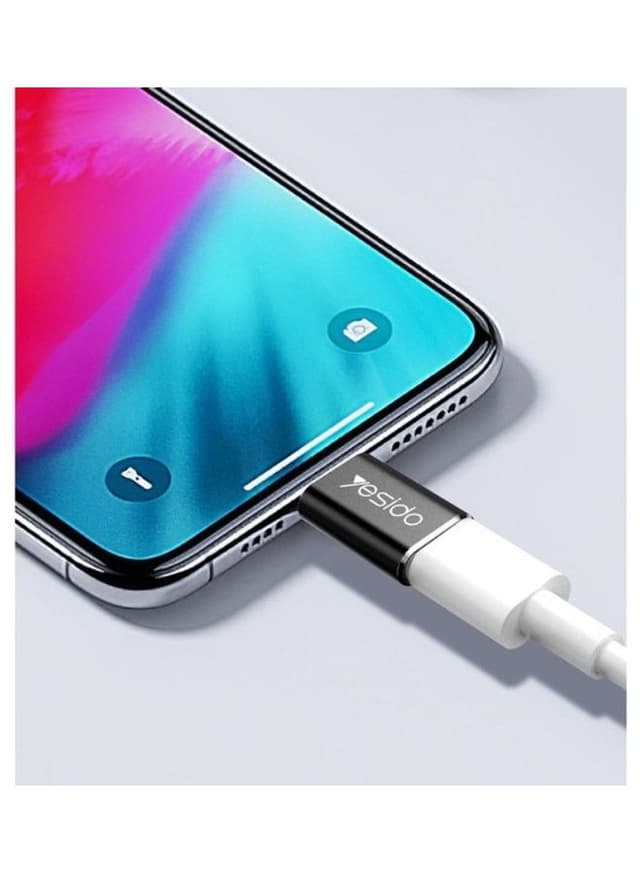 محول OTG صغير من MicroUsb إلى Lightning أسود | Micro To Lightning Adapter