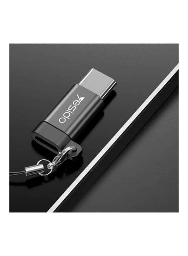 محول OTG صغير من Micro إلى Type-C أسود | Yesido Micro To Type-C Connecting Adapter