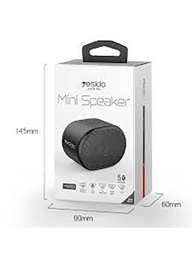 مكبر صوت لاسلكي صغير متعدد المنافذ أسود |  Yesido Mini Bluetooth Speaker Super Bass With Built In Aux