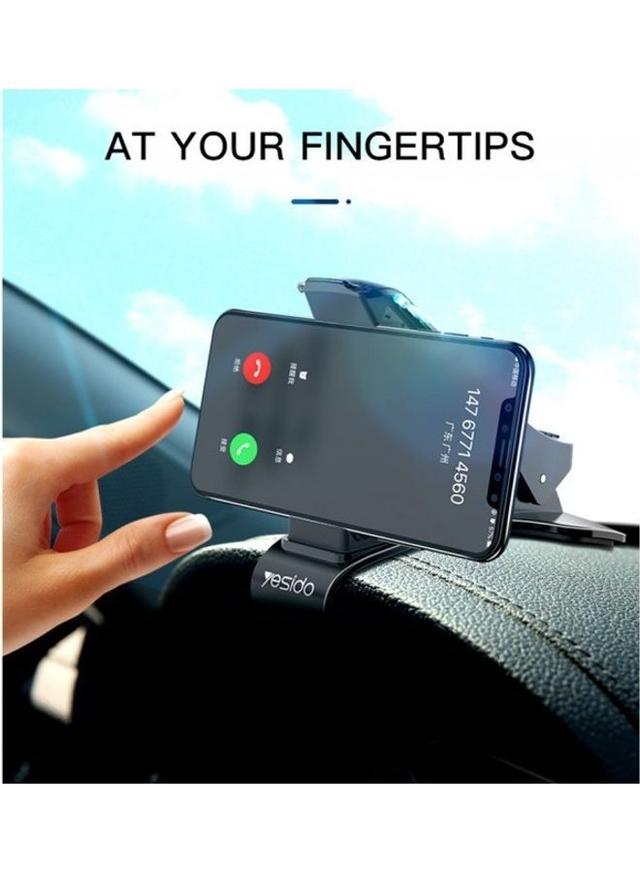 حامل جوال للسيارة على لوحة القيادة قابل للتعديل أسود يسيدو Yesido Black Adjustable Universal Dashboard Phone Holder - SW1hZ2U6NTQyODU1