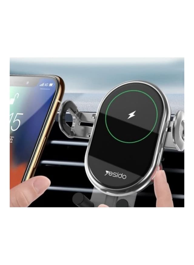 Yesido Wireless Car Mounted 10W Phone Holder Charger Black