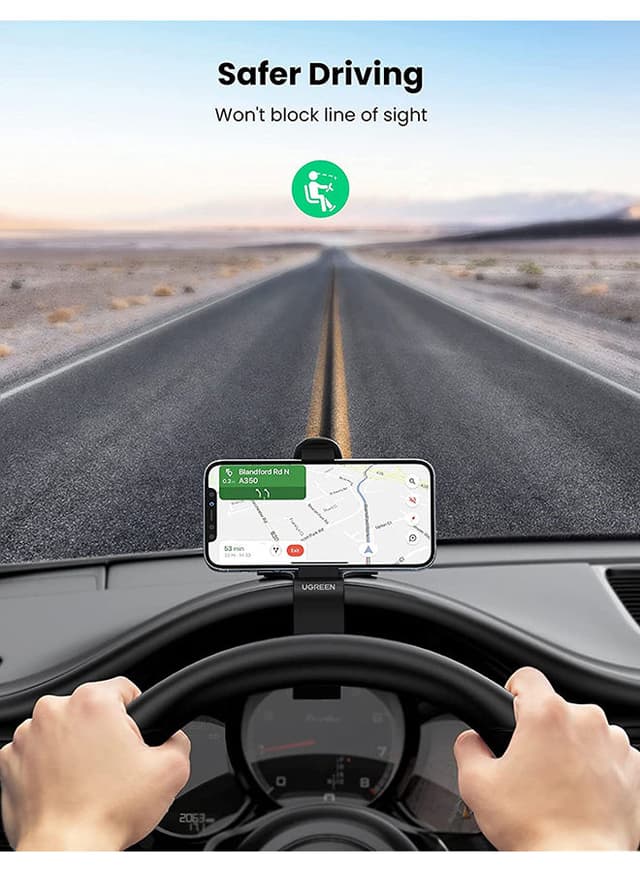 حامل جوال للسيارة - اسود UGREEN - Car Phone Clip Holder For iPhone 12/12 Pro 11 Pro Max XS XR 8 7 SE Samsung S20 S10 A71 A21s Huawei P40 P30 Nokia OnePlus