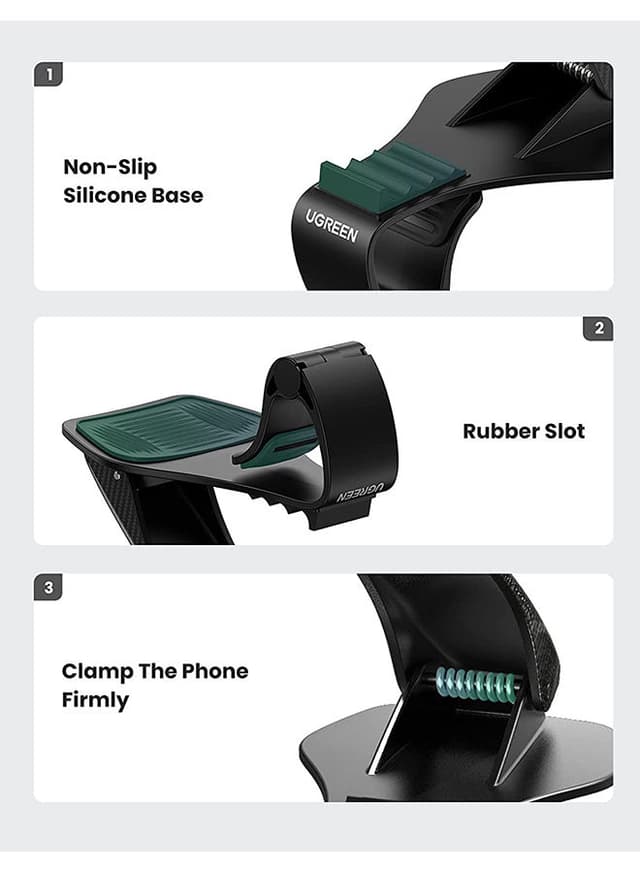 حامل جوال للسيارة - اسود UGREEN - Car Phone Clip Holder For iPhone 12/12 Pro 11 Pro Max XS XR 8 7 SE Samsung S20 S10 A71 A21s Huawei P40 P30 Nokia OnePlus