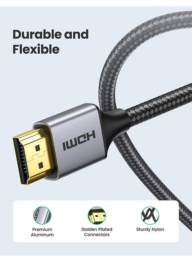 كابل HDMI ( 1متر ) - اسود UGREEN - Micro HDMI to HDMI Cable Nylon Braided Male to Male