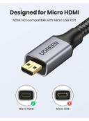 كابل HDMI ( 1متر ) - اسود UGREEN - Micro HDMI to HDMI Cable Nylon Braided Male to Male