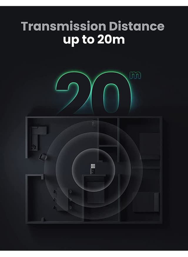 UGREEN USB Bluetooth Adapter 5.0 Transmitter Audio Receiver PC Desktop Laptop Computer Internet function Connected to Mobile Phone Wireless Headset Audio Mouse Keyboard Grey