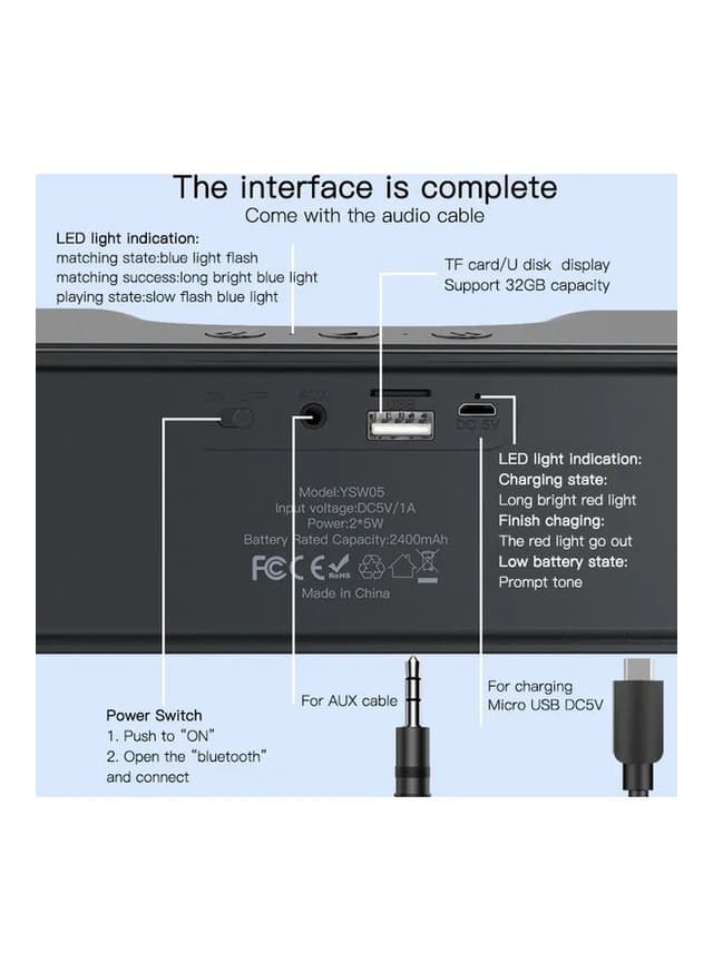 Yesido Speaker Soundbar With Mic YSW-05 Black