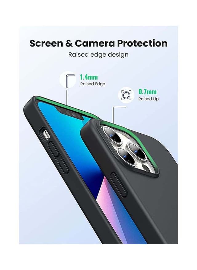 UGREEN Silicone Protective Case Compatible with iPhone 13 Pro 6.1 inch Soft Liquid Gel Rubber Cover Shockproof Bumper Anti-Scratch Anti-Fingerprint Anti-Drop Slim Thin Cover for iPhone 13 Pro Black Dark