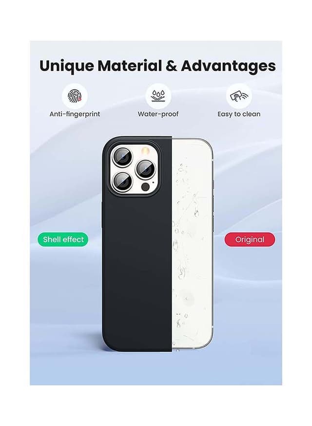 UGREEN Silicone Protective Case Compatible with iPhone 13 Pro 6.1 inch Soft Liquid Gel Rubber Cover Shockproof Bumper Anti-Scratch Anti-Fingerprint Anti-Drop Slim Thin Cover for iPhone 13 Pro Black Dark