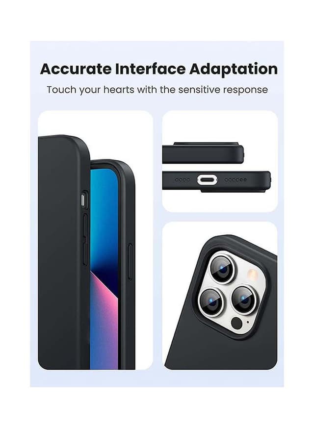UGREEN Silicone Protective Case Compatible with iPhone 13 Pro 6.1 inch Soft Liquid Gel Rubber Cover Shockproof Bumper Anti-Scratch Anti-Fingerprint Anti-Drop Slim Thin Cover for iPhone 13 Pro Black Dark