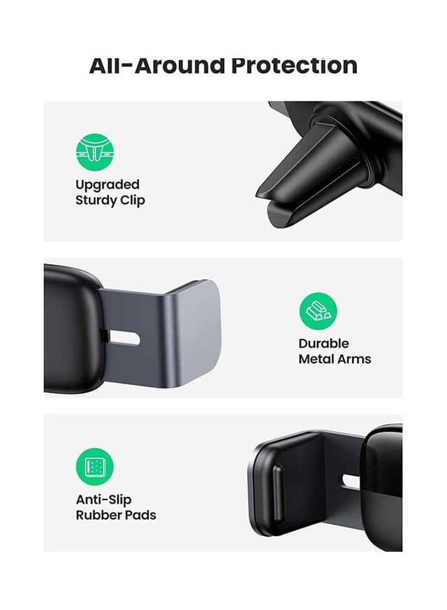 حامل جوال للسيارة  - اسود UGREEN - Mini Air Vent Car Mount For iPhone 13/13 Mini/13Pro/ 13 Pro Max/11/12 mini/Pro Max Galaxy S21 Ultra S20 S10 Devices