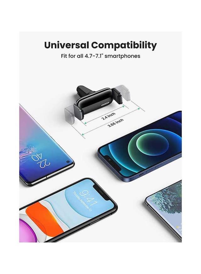 حامل جوال للسيارة  - اسود UGREEN - Mini Air Vent Car Mount For iPhone 13/13 Mini/13Pro/ 13 Pro Max/11/12 mini/Pro Max Galaxy S21 Ultra S20 S10 Devices