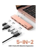 UGREEN USB C Hub for MacBook Pro 5-In-1 Type C Hub Adapter with 4K HDMI, USB-C Gen 2 port, 3*USB 3.0 Pink