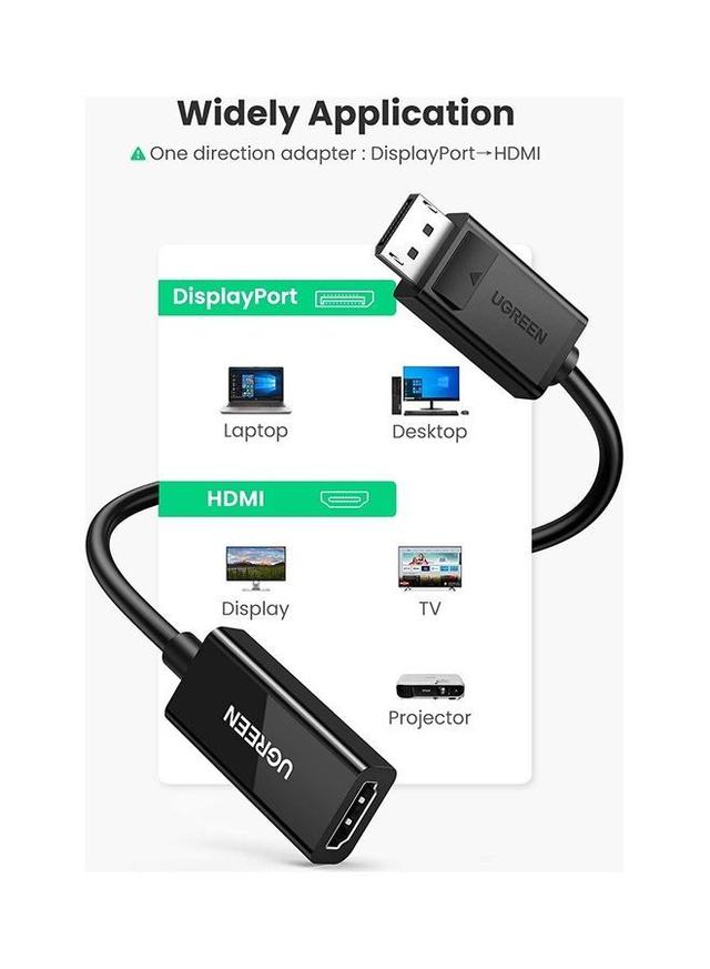 وصلة تحويل ( من DisplayPort الى Hdmi ) بدقة 4K 60Hz  - اسود UGREEN -  DisplayPort to HDMI Adapter  Male to Female DP to HDMI Converter Video Display Cord