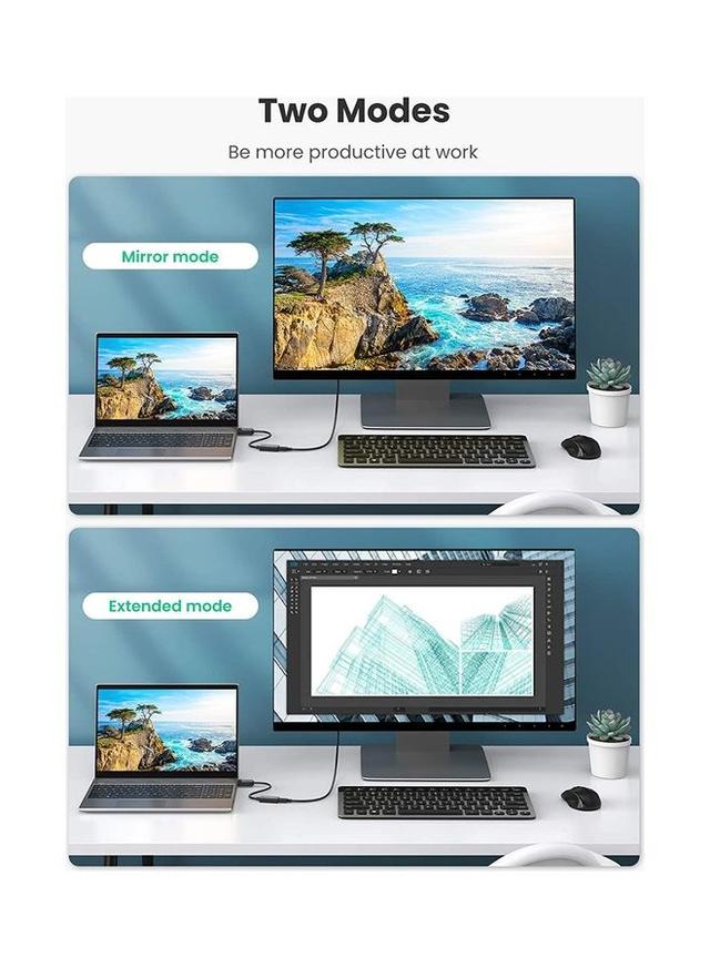 وصلة تحويل ( من DisplayPort الى Hdmi ) بدقة 4K 60Hz  - اسود UGREEN -  DisplayPort to HDMI Adapter  Male to Female DP to HDMI Converter Video Display Cord