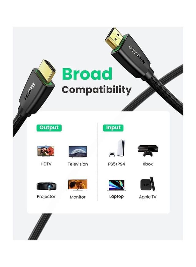 كابل HDMI 2.0 1M 2Pack Premium عالي السرعة HDMI إلى سلك فيديو HDMI 4K @ 60Hz Ultra HD سلك مضفر متوافق مع (MacBook Pro 2021 Nintendo Switch PS3 / 4/5 PC Laptop Black ) HDMI Cable 2.0 1M 2Pack Premium High