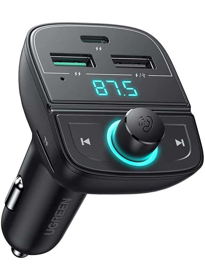 UGREEN Bluetooth FM Transmitter USB Car Charger 38W QC PD Fast Charging Radio Adapter Car Kit Built-in Mic Support Hands-Free Calls LED Backlit TF Card Flash Drive Black