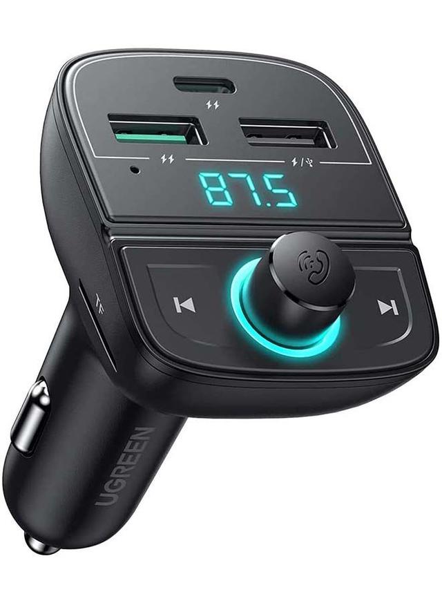 UGREEN Bluetooth FM Transmitter USB Car Charger 38W QC PD Fast Charging Radio Adapter Car Kit Built-in Mic Support Hands-Free Calls LED Backlit TF Card Flash Drive Black - SW1hZ2U6NTQwMjY4