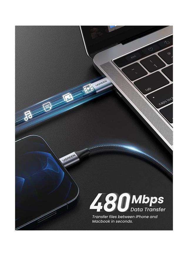 UGREEN iPhone Cable 3M [MFi Certified] USB C to Lightning Fast Charging Cord Braided Wire 18W Fast PD Charge for iPhone 13/12/11/XS/XR/Pro Max /Pro/Mini/SE/ ipad 9 Black