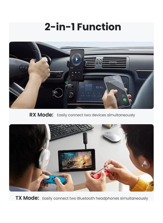 UGREEN Bluetooth 5.0 Audio Transceiver Wireless Bluetooth Transmitter and Receiver Adapter for Wireless Music Stream with Hand-free Call Black