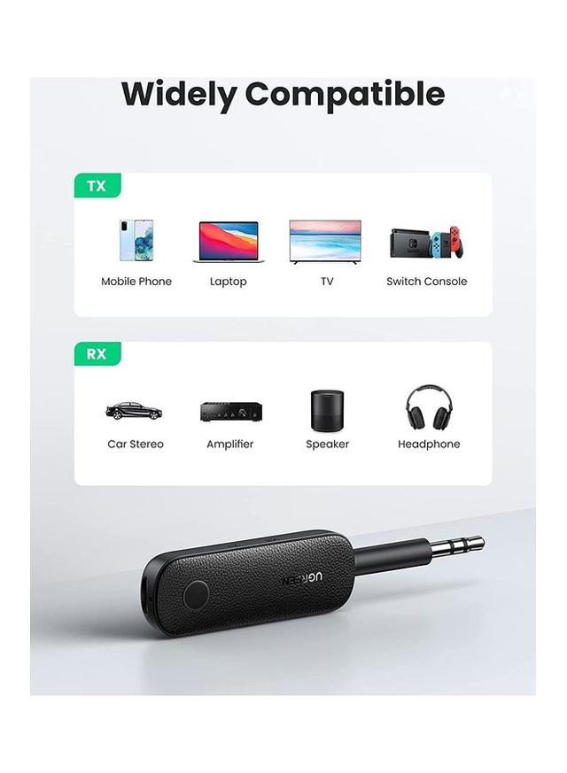 UGREEN Bluetooth 5.0 Audio Transceiver Wireless Bluetooth Transmitter and Receiver Adapter for Wireless Music Stream with Hand-free Call Black