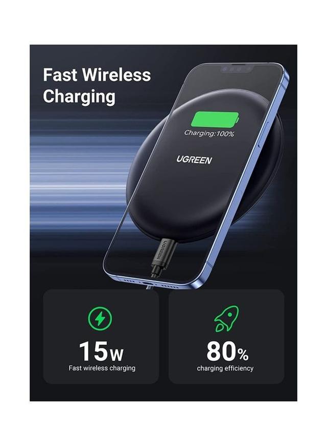 قاعدة شحن لاسلكي Qi بسرعة (15W) 15W Fast Qi Wireless Charging Pad Black