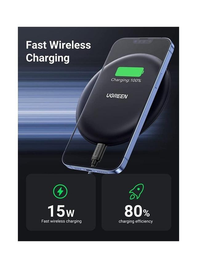 قاعدة شحن لاسلكي Qi بسرعة (15W) 15W Fast Qi Wireless Charging Pad Black - SW1hZ2U6NTQwNDUx