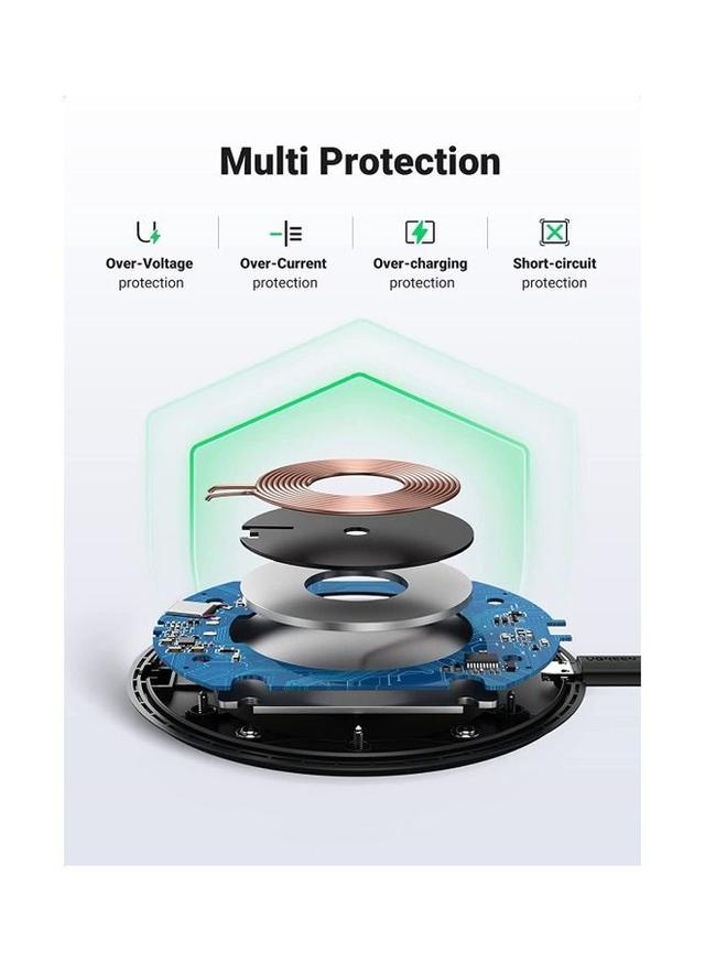 قاعدة شحن لاسلكي Qi بسرعة (15W) 15W Fast Qi Wireless Charging Pad Black