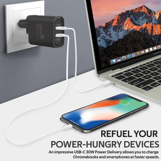 شاحن جوال ذو مدخل USB C و USB A (36 واط)  PROMATE Super Speed Wall Charger - SW1hZ2U6NTM1ODE5