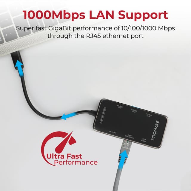 promate Ultra-Compact USB-C Hub with 100W Power Delivery