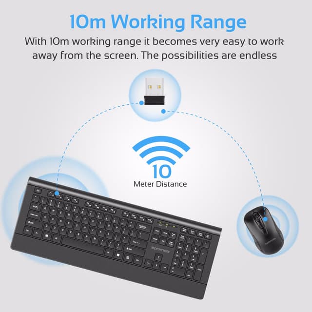 كيبورد و ماوس لاسلكيين  PROMATE Ultra-Slim Ergonomic Wireless Keyboard & Mouse Combo - 204493