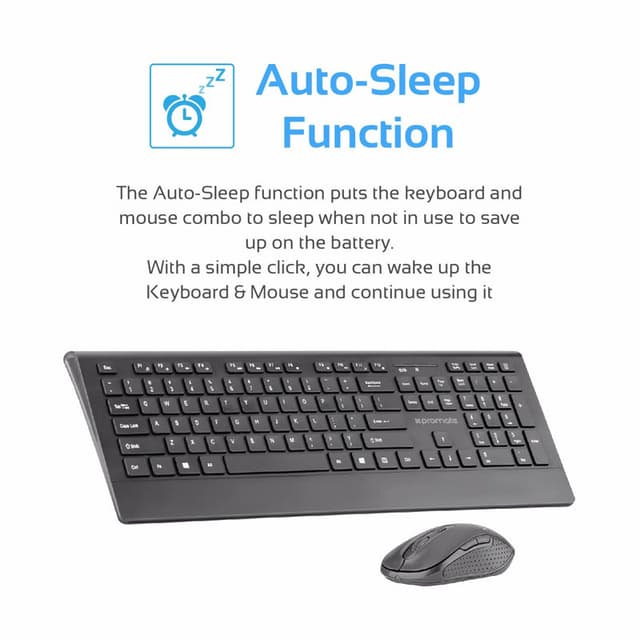 كيبورد و ماوس لاسلكيين  PROMATE Ultra-Slim Ergonomic Wireless Keyboard & Mouse Combo - 204495