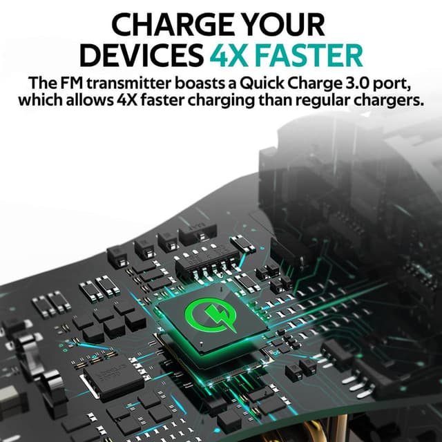 promate Car Wireless FM Modulator With Quick Charge 3.0 Port