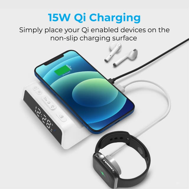 منبه ذكي 3 في 1  PROMATE LED Alarm Clock and Charging Station