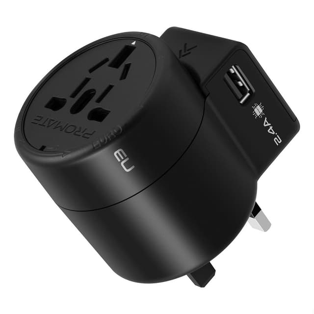 مقبس عالمي مع مدخلين USB A (12 واط)  PROMATE Universal Travel Adaptor - 304245