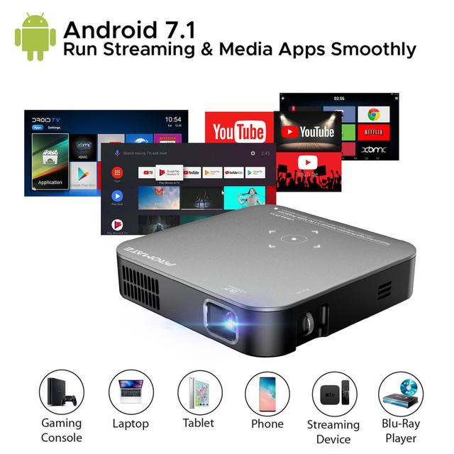 بروجكتور محمول بنظام أندرويد   PROMATE Touch Control Android 7.1 Portable Projector