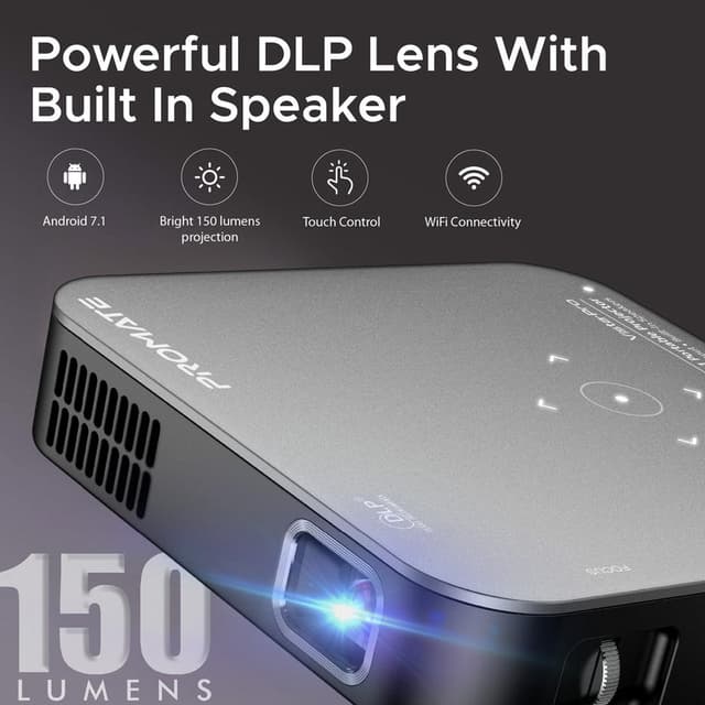 بروجكتور محمول بنظام أندرويد   PROMATE Touch Control Android 7.1 Portable Projector