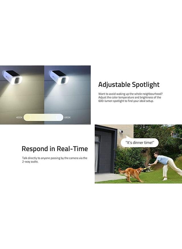 كاميرا مراقبة منزلية  180 يوم 2K لاسلكية يوفي eufy SoloCam S40 Wire-Free Standalone Security Spotlight Camera