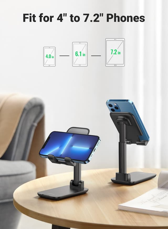 UGREEN Mobile Stand Adjustable Phone Holder and Foldable Cellphone Mount Metal Desk Dock Compatible for iPhone 13 Mini/ Pro/ Pro Max /12/ 11 SE X XS Galaxy