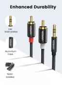 كيبل  (  من RCA 3.5 الى Aux Audio ) - اسود UGREEN - RCA to Audio Cable 2 Male to Male Stereo Jack Phono Y Splitter Nylon-Braided Aux - SW1hZ2U6NTQ2MTkx